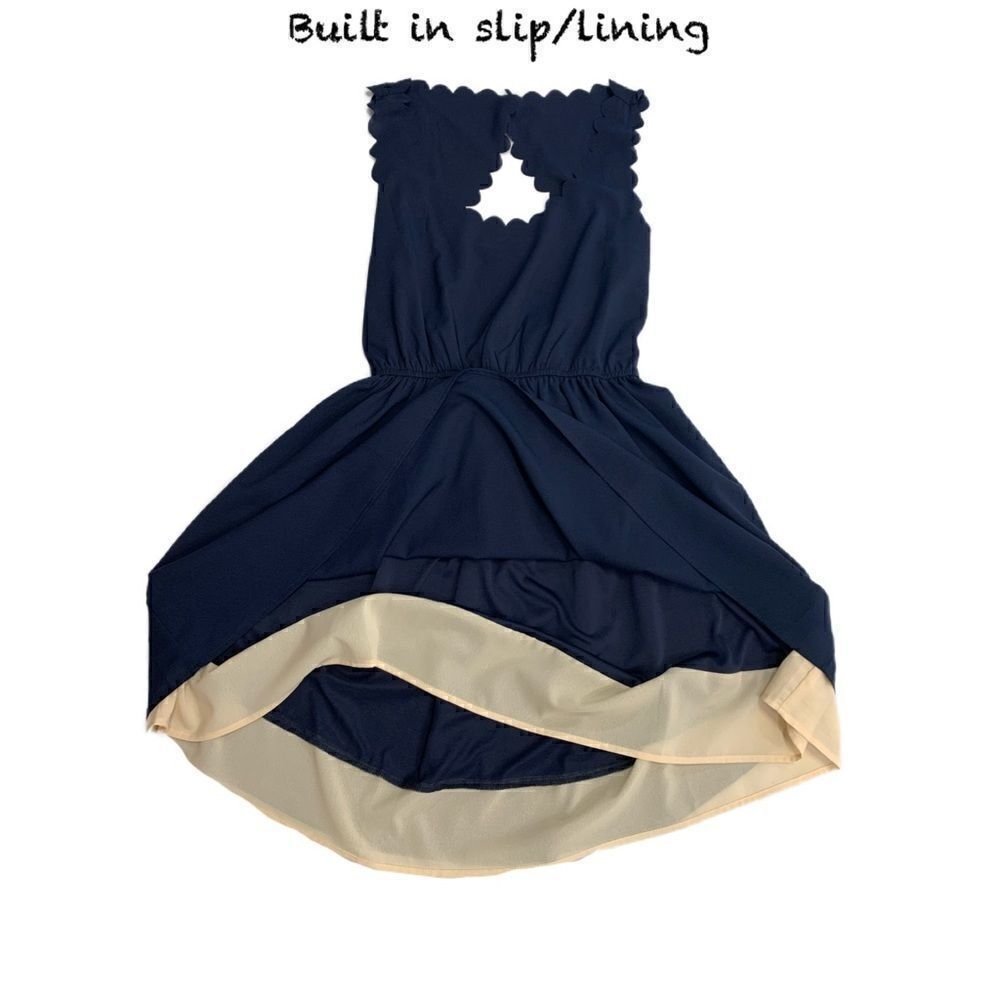 Double zero open back Navy dress - Picture 2 of 10